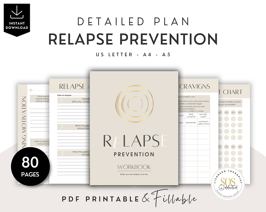 Relapse Prevention Plan Workbook for Addiction Recovery: Self-Help Tools & Therapist Resources product image (1)