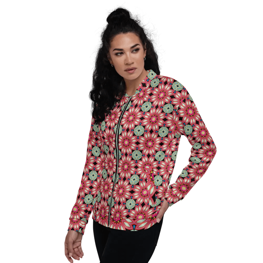 Fractal Batik Maroon Bomber Jacket product image (11)