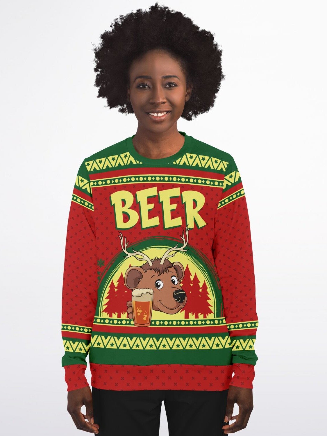 Beer Reindeer Christmas Sweatshirt | Holiday Beer Lover Gift | Funny Drinking Ugly Sweater | Winter Party Outfit product image (7)