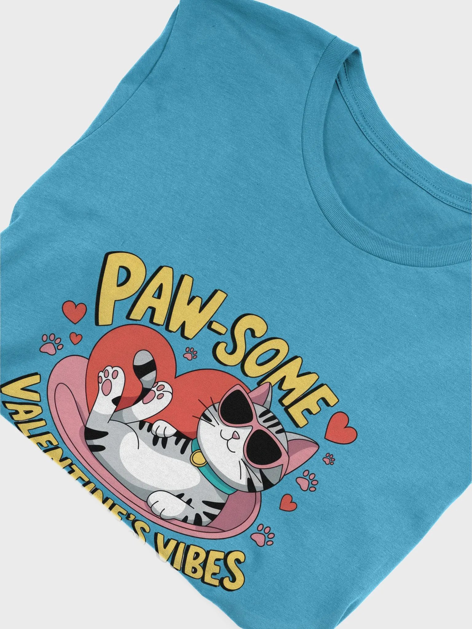 Paw-some Valentine's Vibes Cat T-Shirt product image (3)