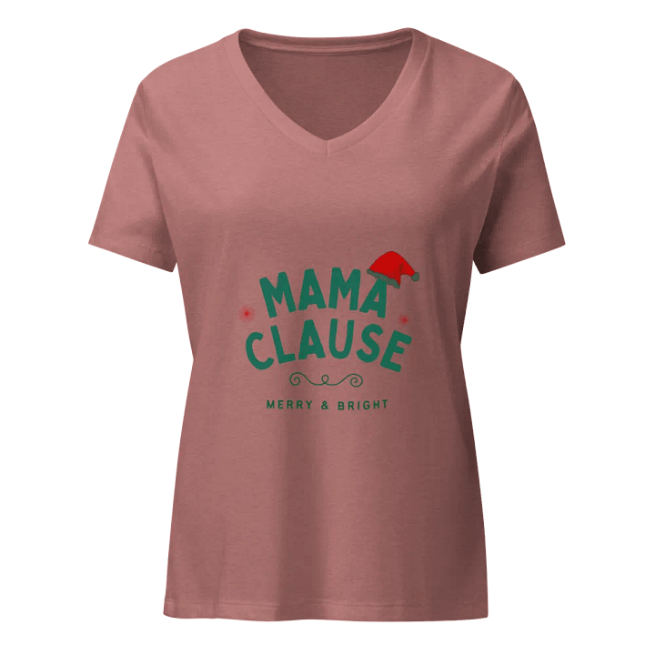 Mama Claus Merry & Bright V-Neck Tee product image (2)