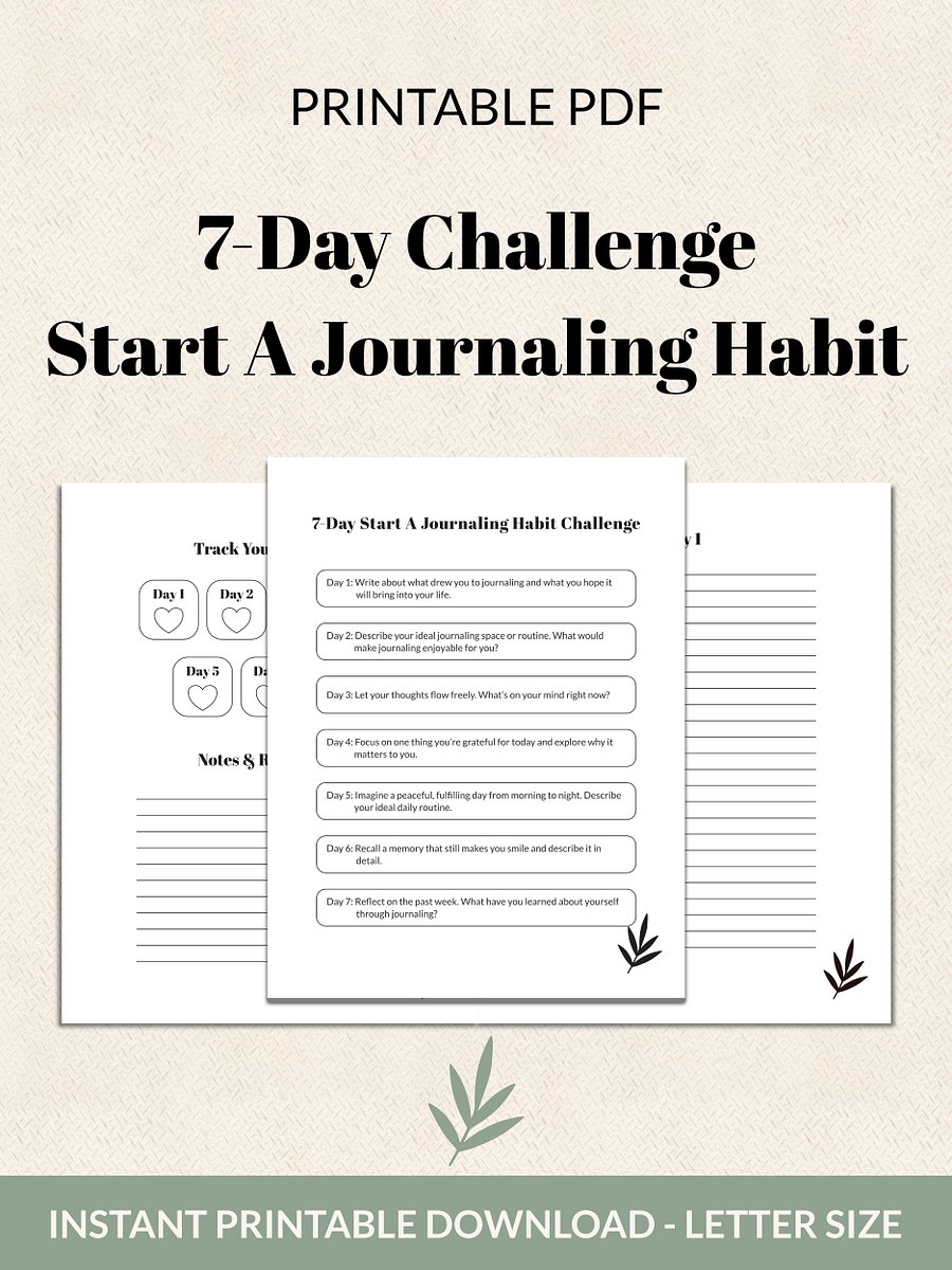 7-Day Start A Journaling Habit Challenge Printable product image (2)