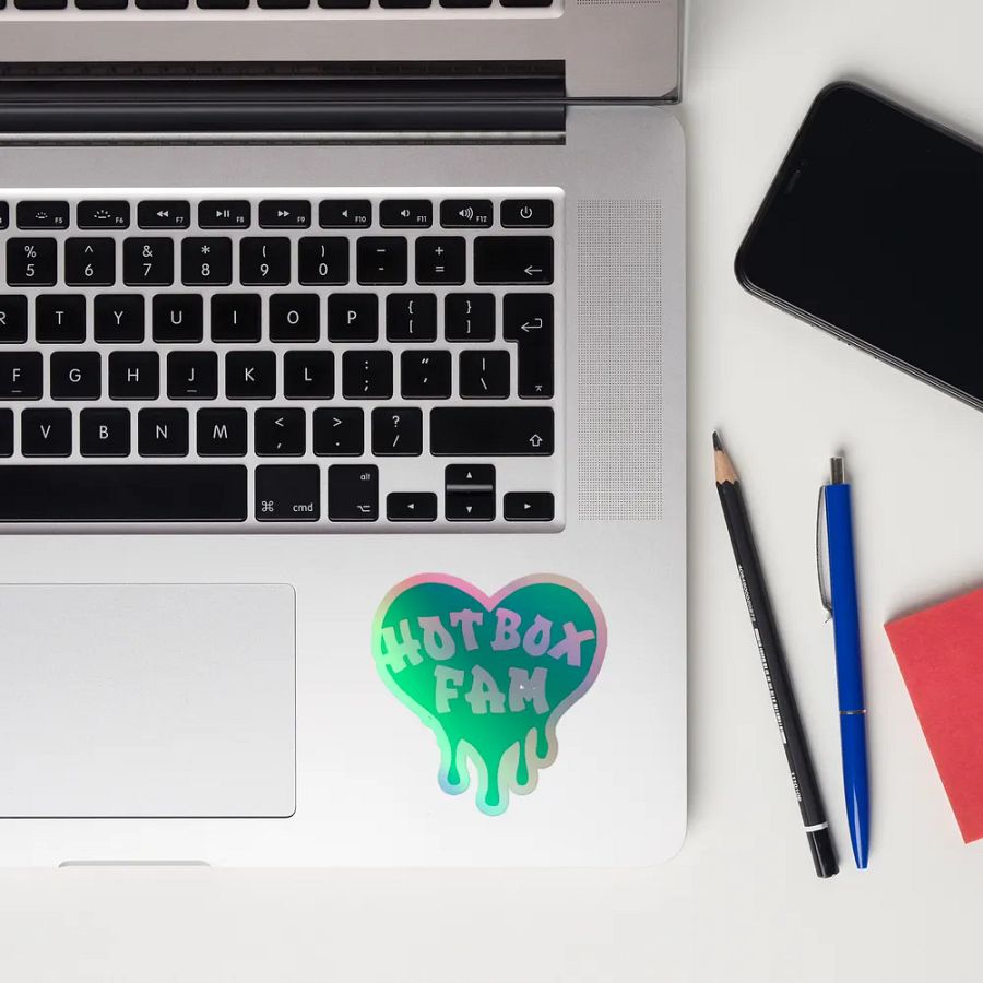 HOT BOX FAM TRANSPARENT SEAFOAM GREEN LOGO STICKER product image (12)