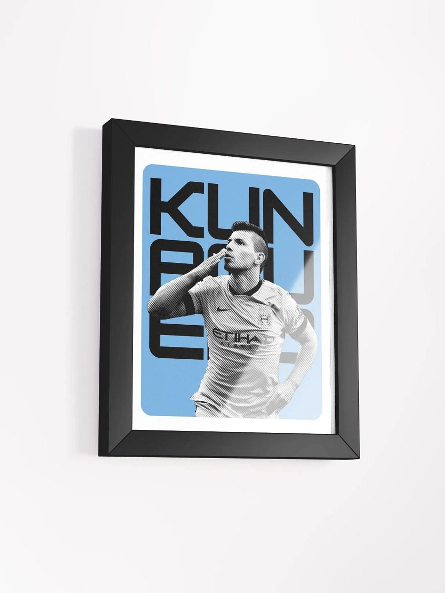 Sergio Agüero BW Manchester City Name Art Framed Print product image (4)