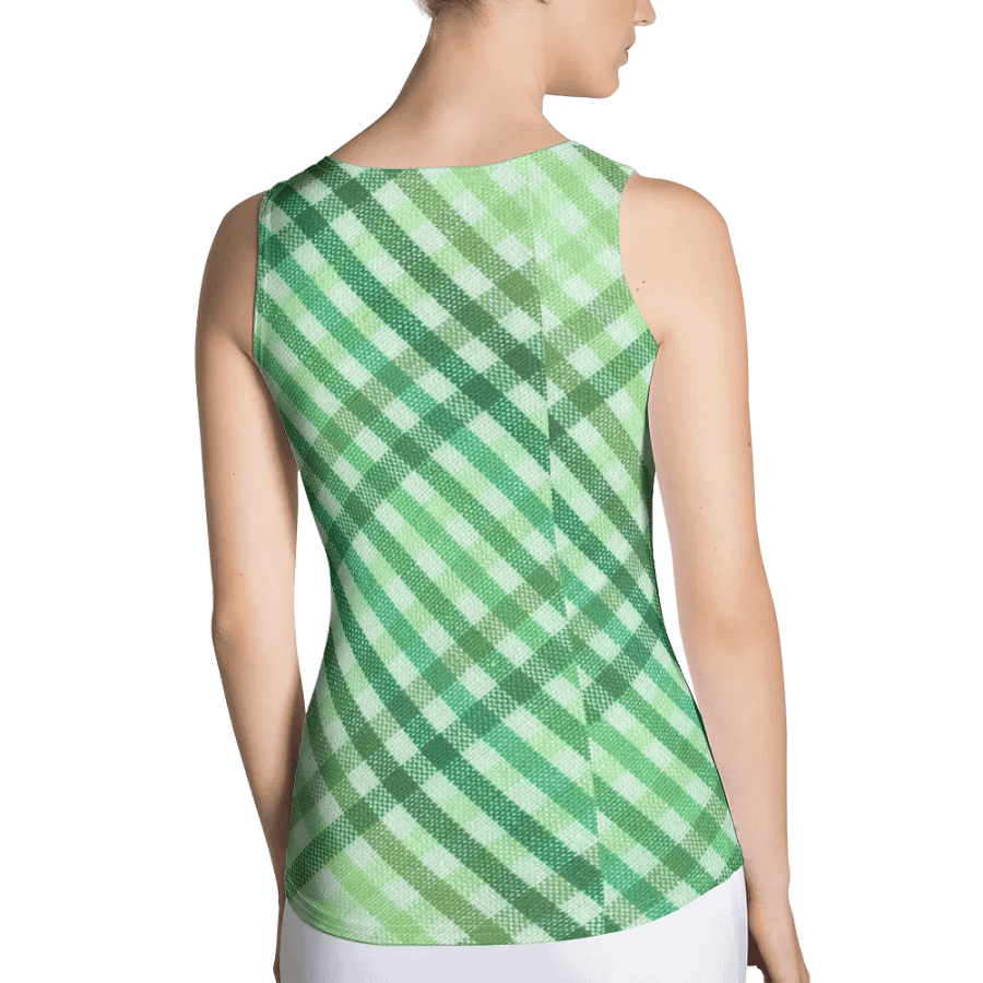 ALL-OVER PRINT GREEN CHECKERED PATTERN VINTAGE CHECKERED WOMEN'S TANK TOP product image (2)