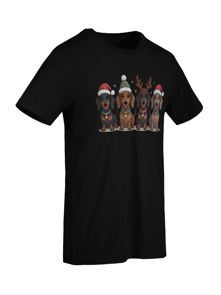 Cute Christmas Dachshund Puppies T-Shirt – Santa Hat & Reindeer Antler Doxies product image (2)