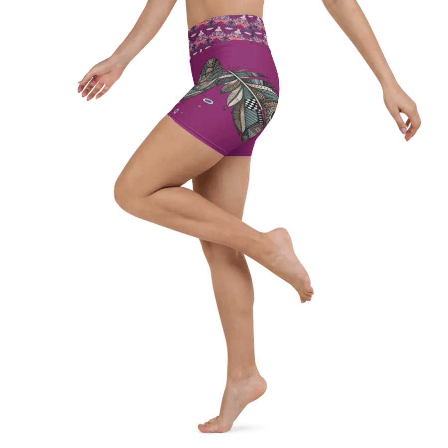 Zen Feather All-Over Yoga Shorts product image (4)