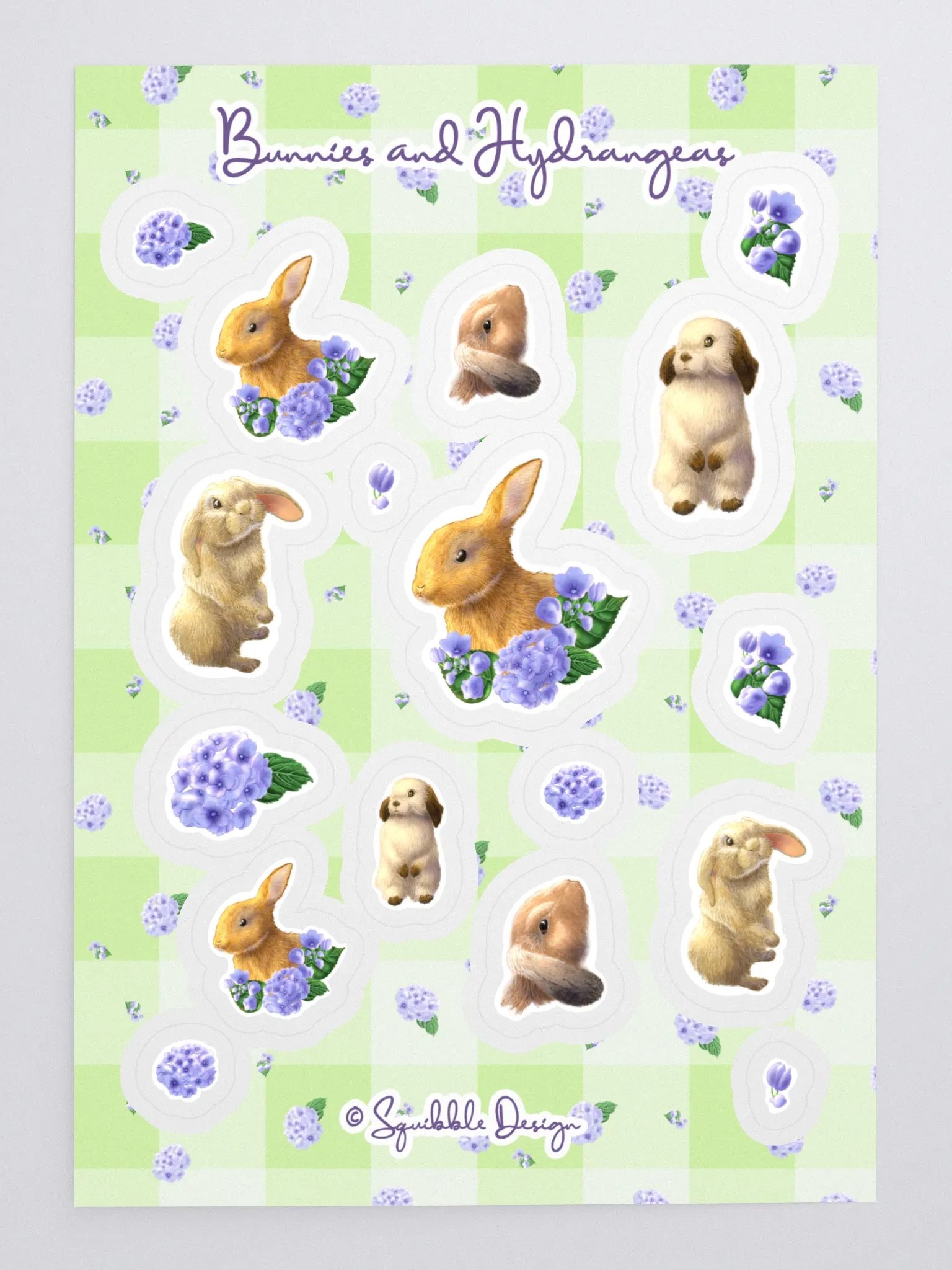 Bunnies and Hydrangeas Sticker sheet product image (3)