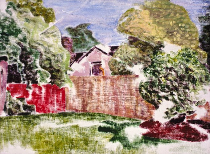 Backyard Fences (1985) on canvas (18" x 24") product image (1)