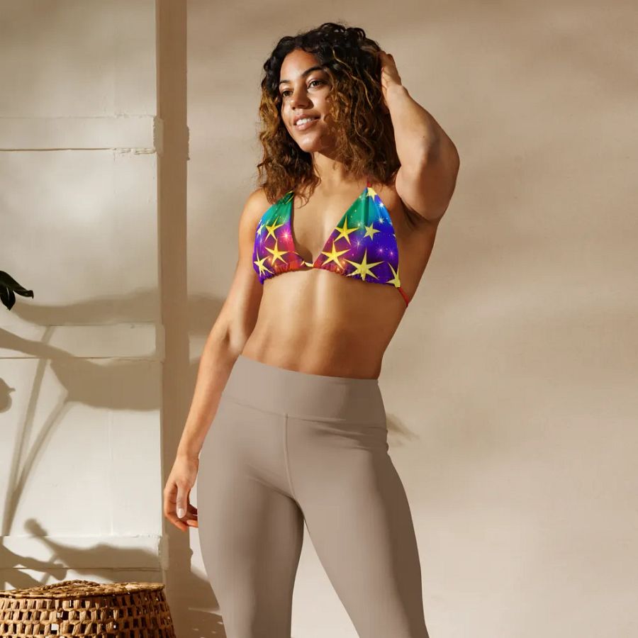 Shine Bright in Our Eco-Friendly Star Print String Bikini Top product image (10)