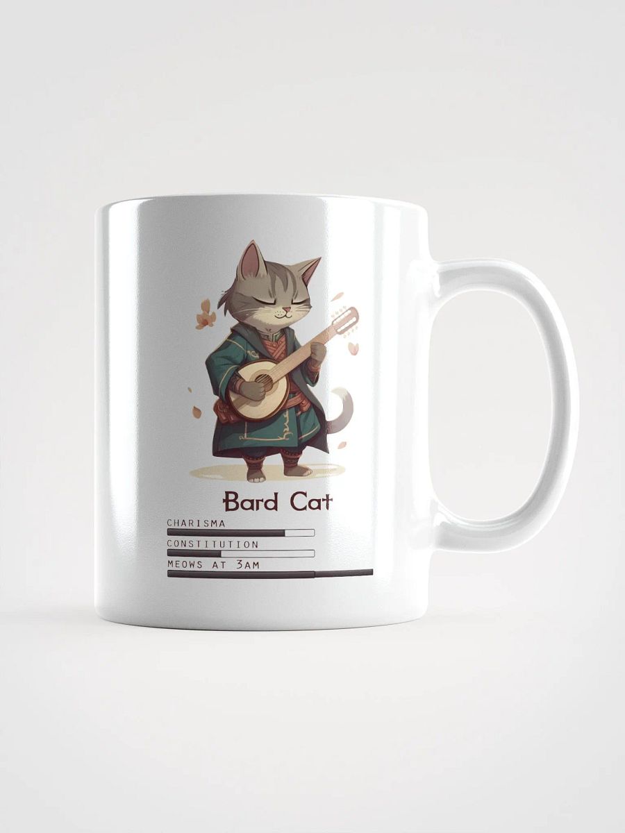 RPG Bard Cat white ceramic mug 11oz 15oz 20oz for gamers and cat lovers product image (3)