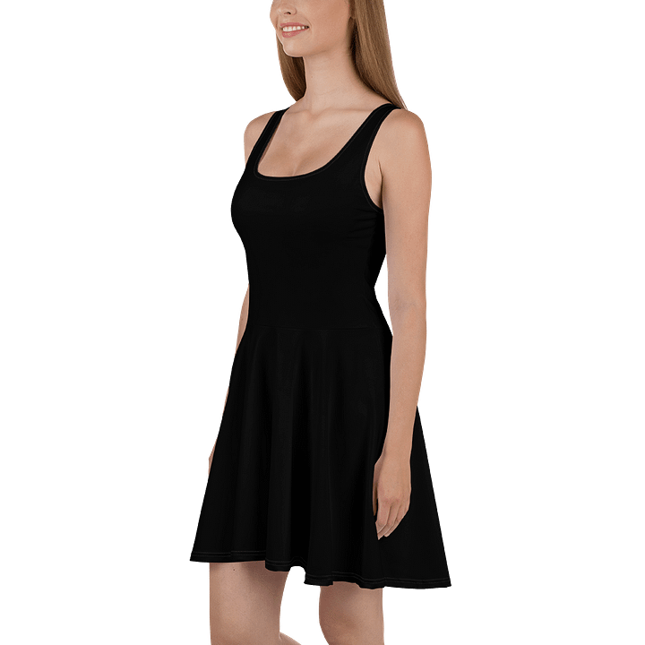 Black Solid Color Fit and Flare Skater Dress product image (2)