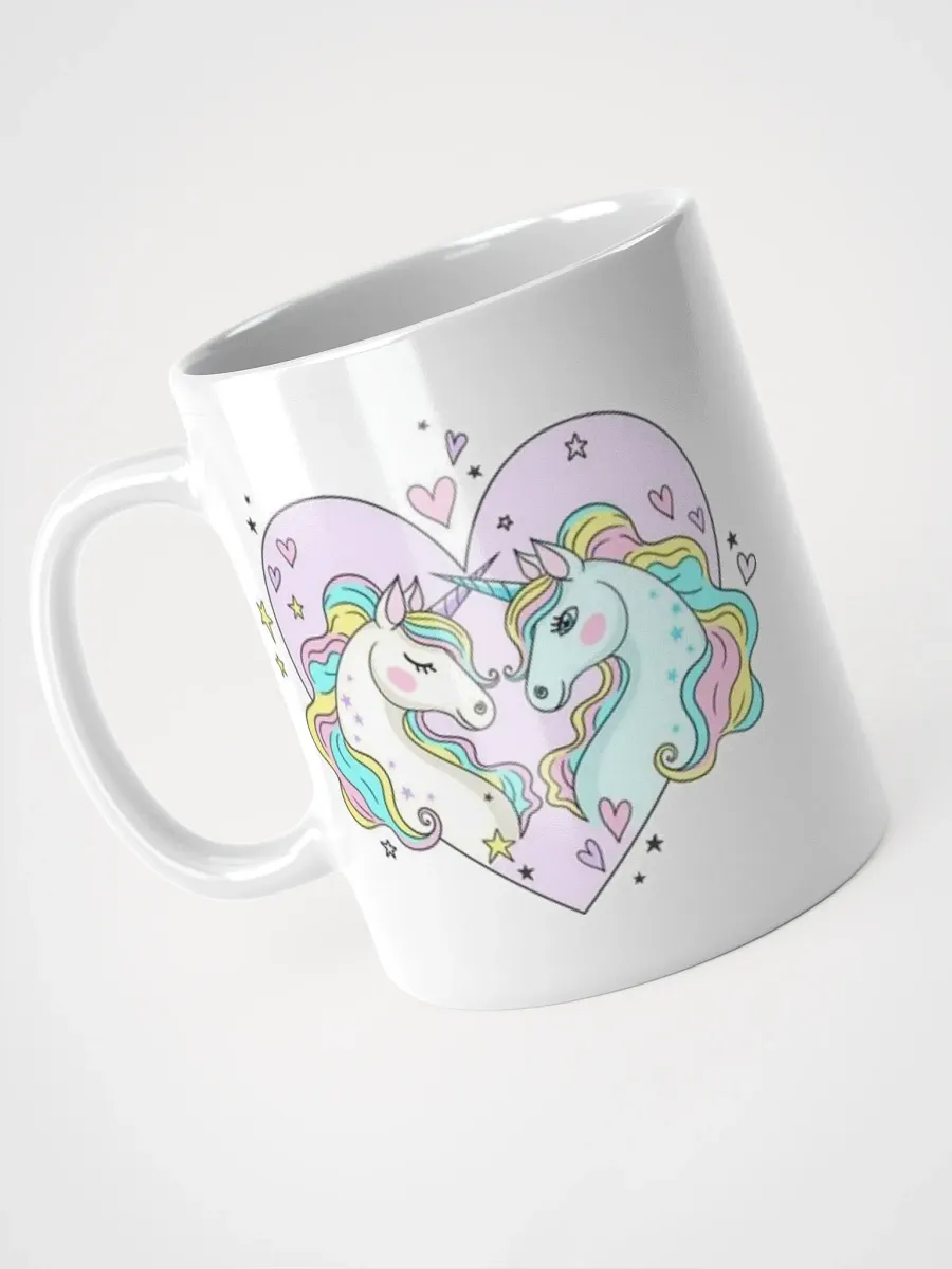 White Glossy Mug Cute Horses product image (3)