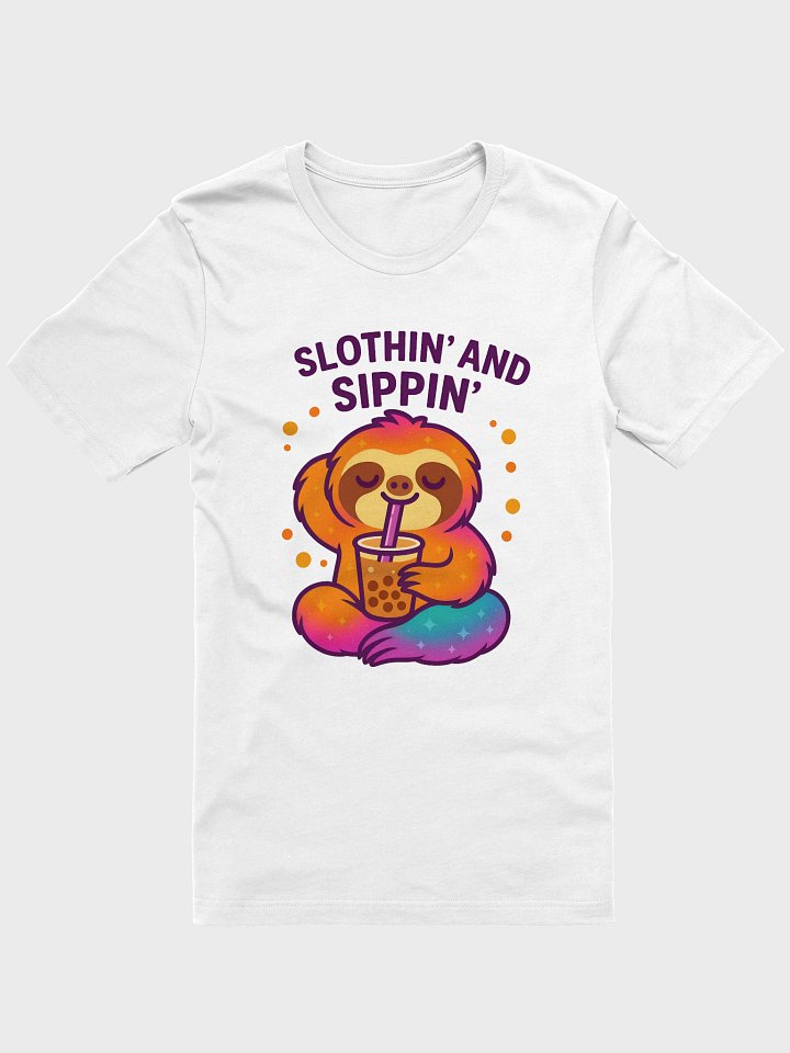 Slothin’ and Sippin’ – Funny Sloth Boba Tea T-Shirt | Sloths Having Snacks Collection product image (1)