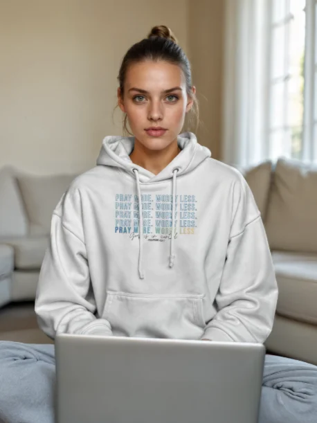 Pray More Worry Less 2.0 Hoodie - Unisex - Teal Gradient - Light Colors product image (1)