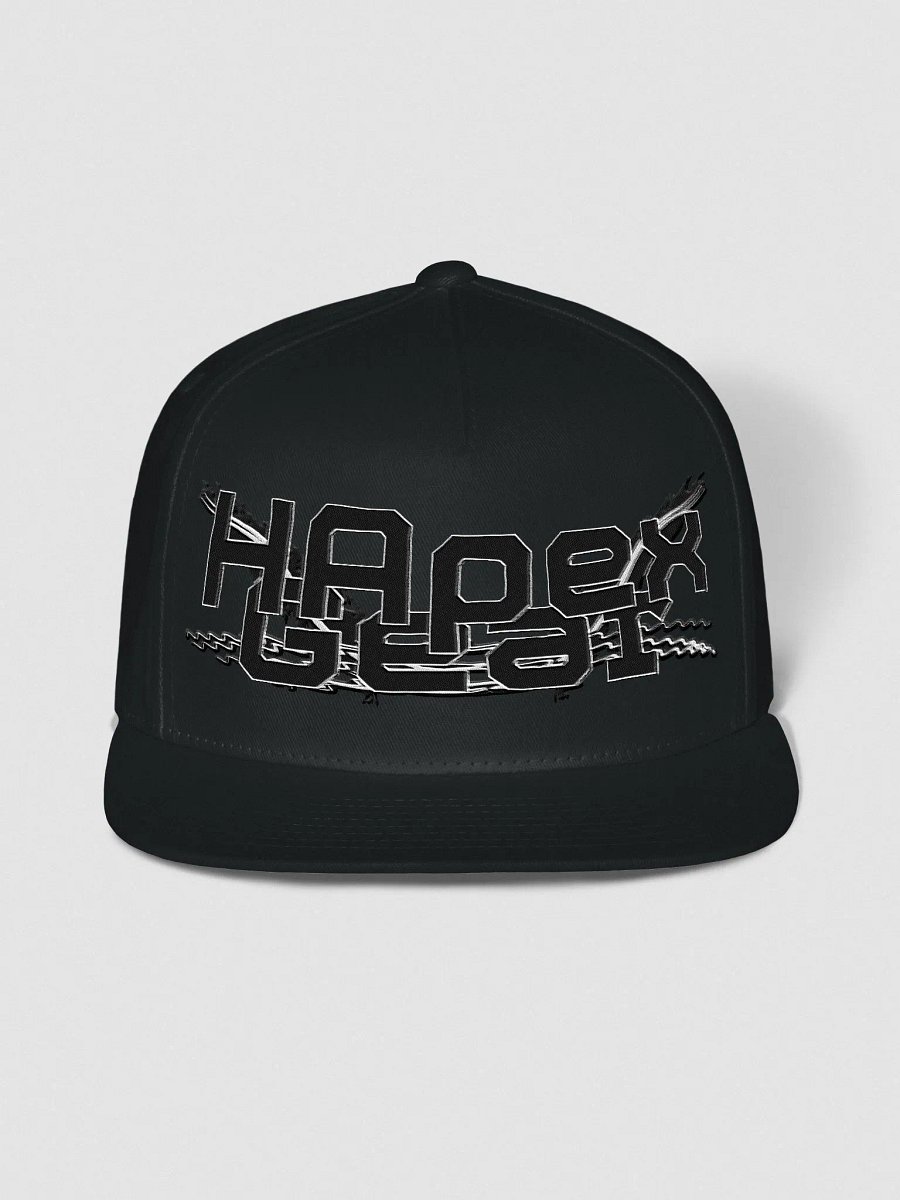 Flat Snapback Cap - Embroidered - Black HApex Gear White Logo product image (1)