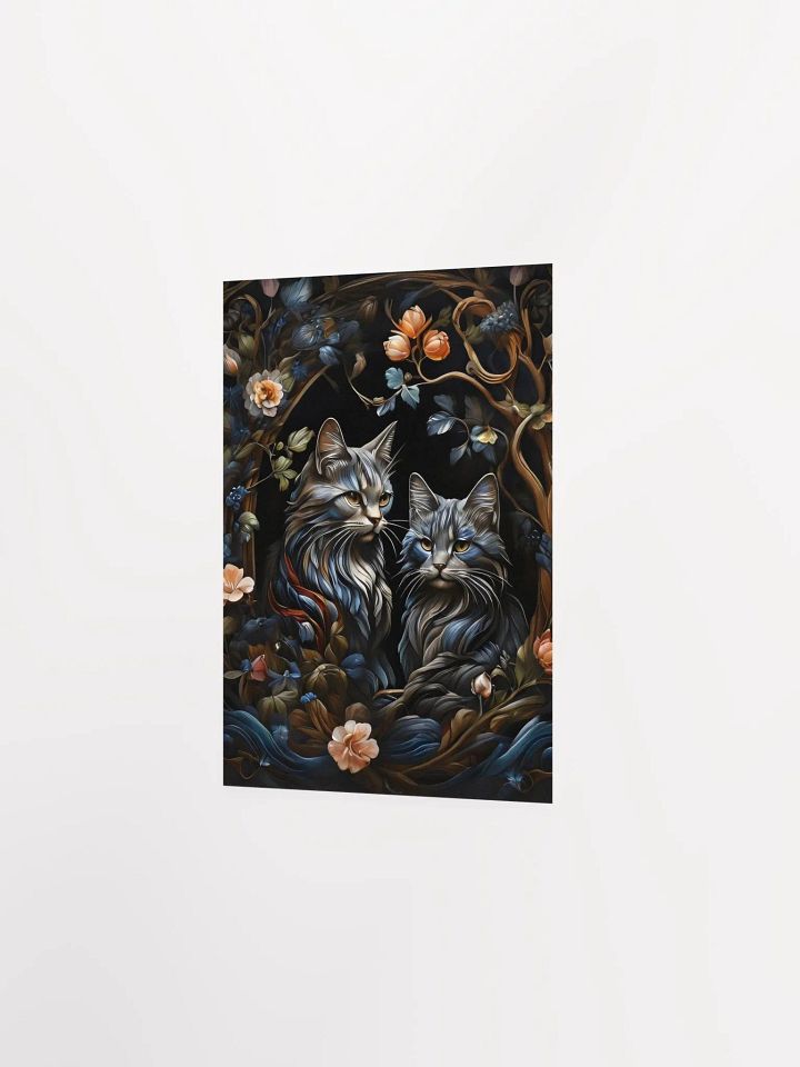 Regal Cats & Floral Art Poster product image (8)