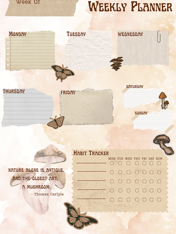 [A5] May Planner Design - Mushroom Scrapbook (Daily, Weekly, & Monthly) product image (2)