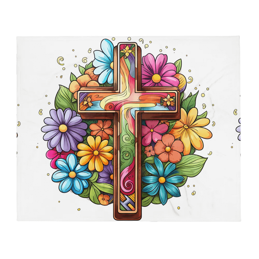 Colorful Cross and Floral Throw Blanket product image (13)