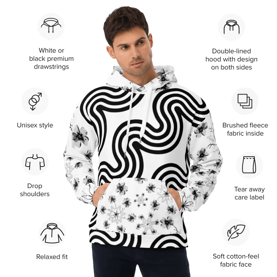 Monochrome Wave Unisex Hoodie product image (2)