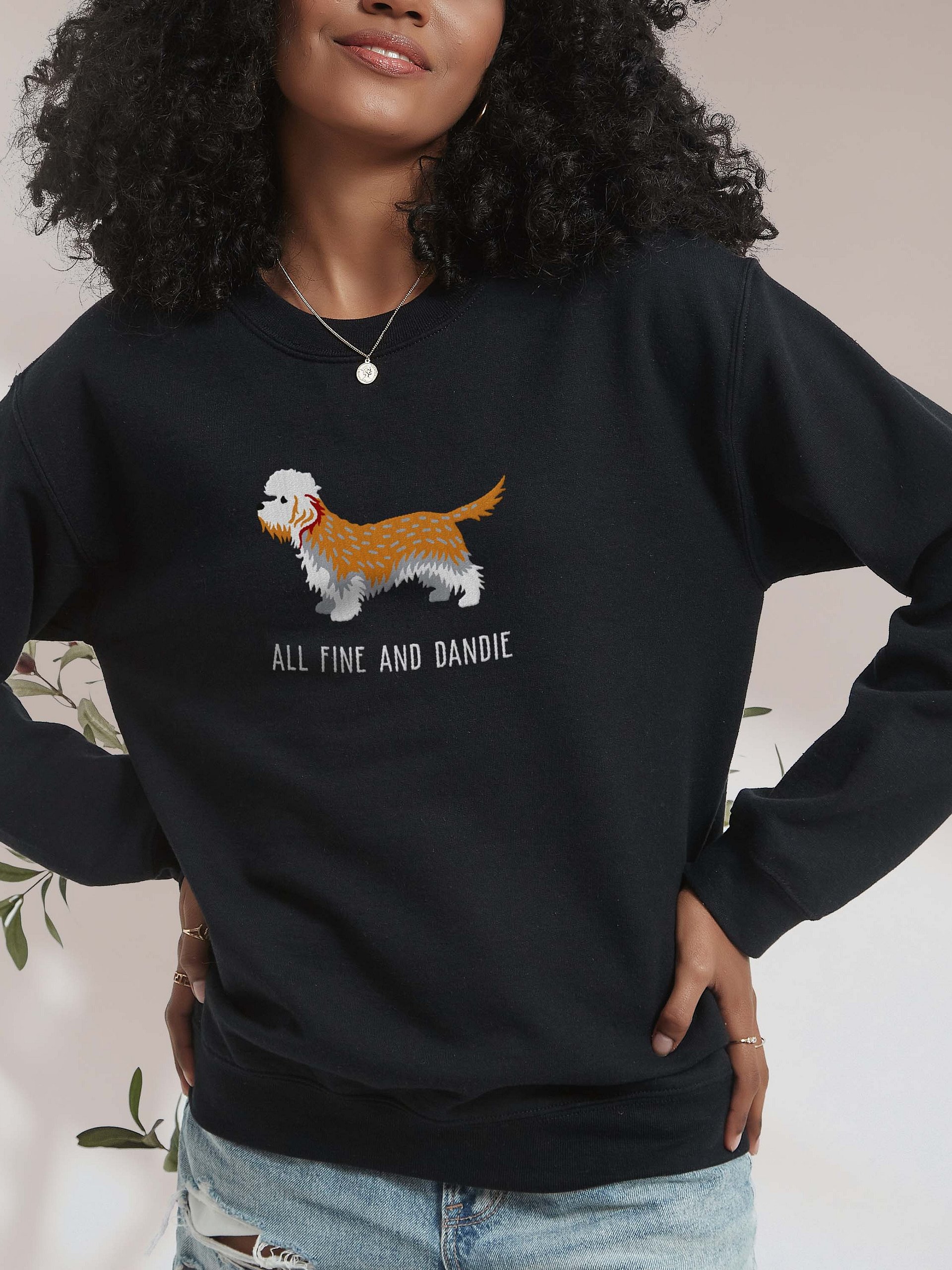 All Fine and Dandie Sweatshirt (Embroidered) of a Dandie Dinmont Terrier(Mustard) product image (2)