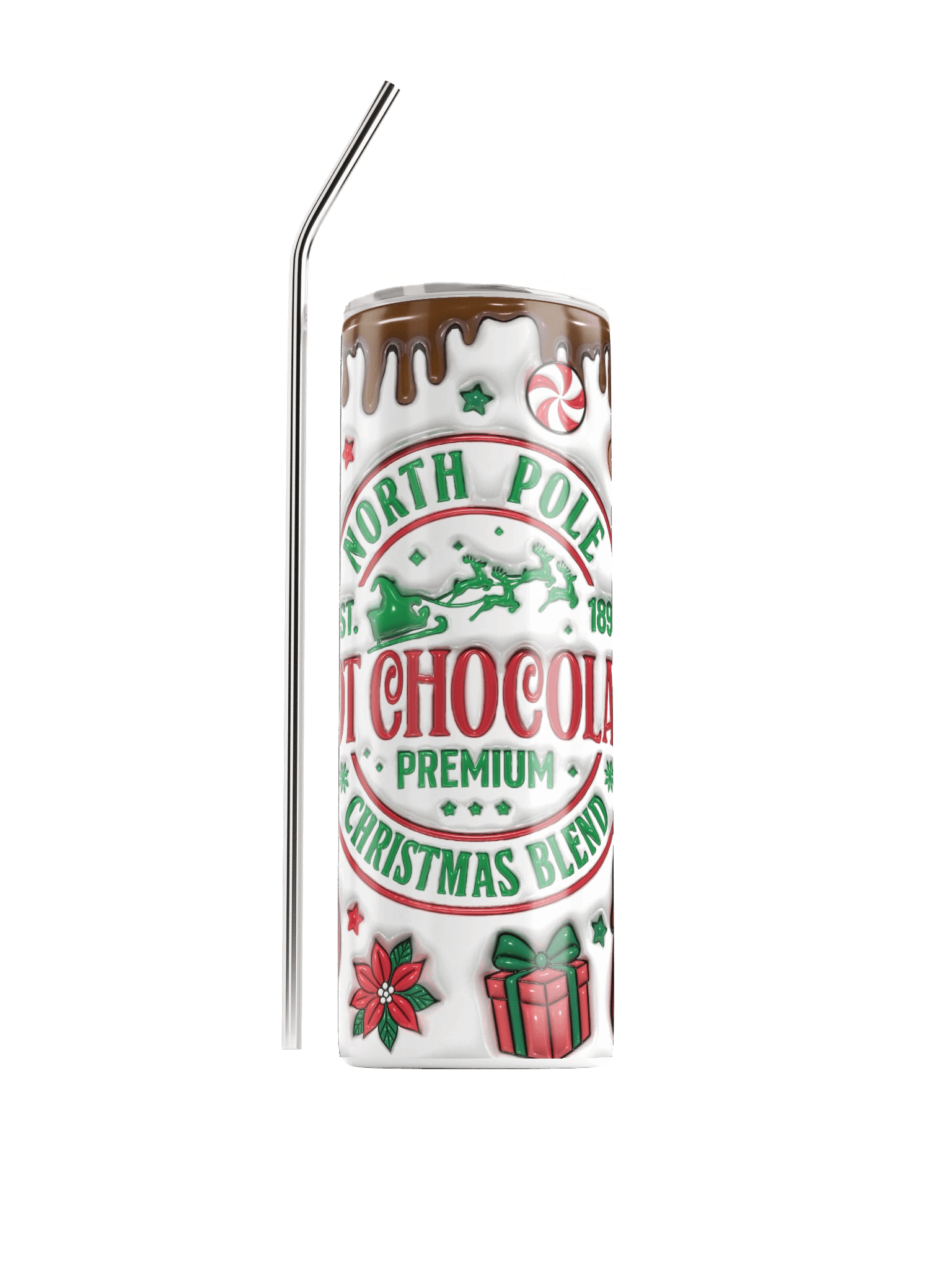 North Pole Hot Chocolate Christmas Tumbler – Festive Stainless Steel Travel Cup with Lid & Straw | Cozy Holiday Gift | Premium Cocoa Blend Mug product image (3)