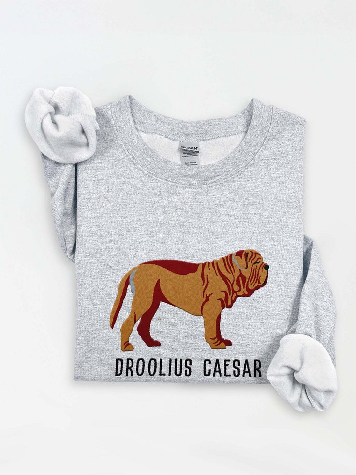 Droolius Caesar Sweatshirt (Embroidered) of a Neapolitan Mastiff(Tan) product image (1)