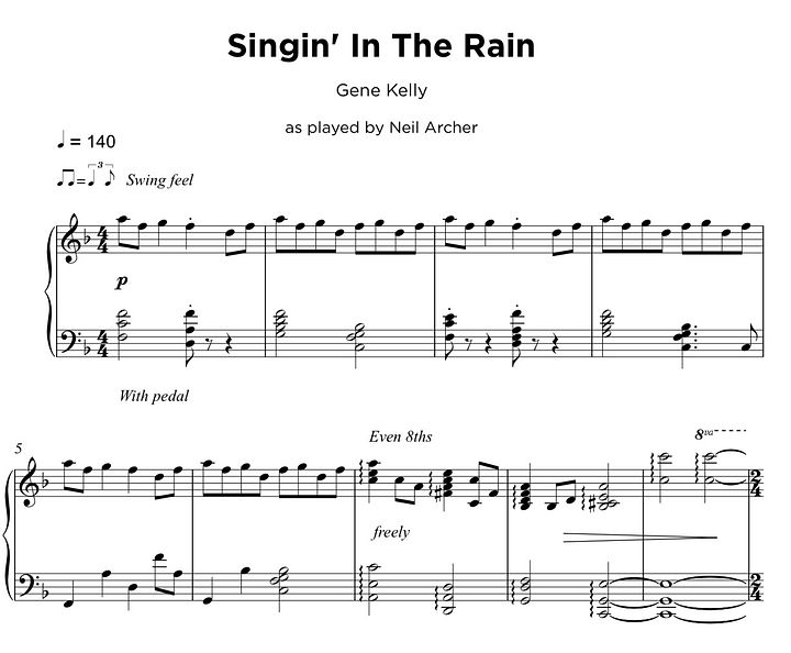 Singin' In The Rain Sheet Music by Neil Archer product image (1)