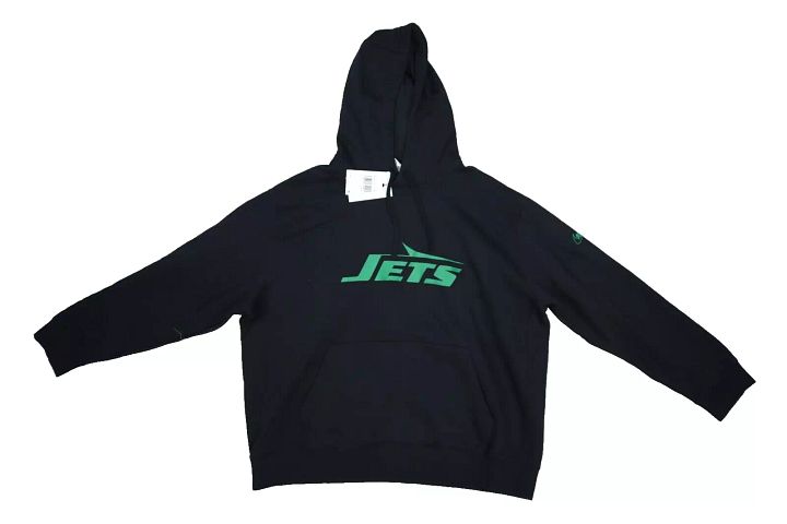 New York Jets Nike Rewind Club Pullover Hoodie Logo Sweatshirt Black Mens 2XL product image (1)