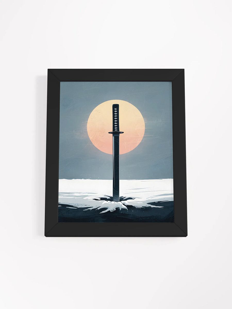Sword in the Snow Framed Print | Minimalist Warrior Art product image (1)