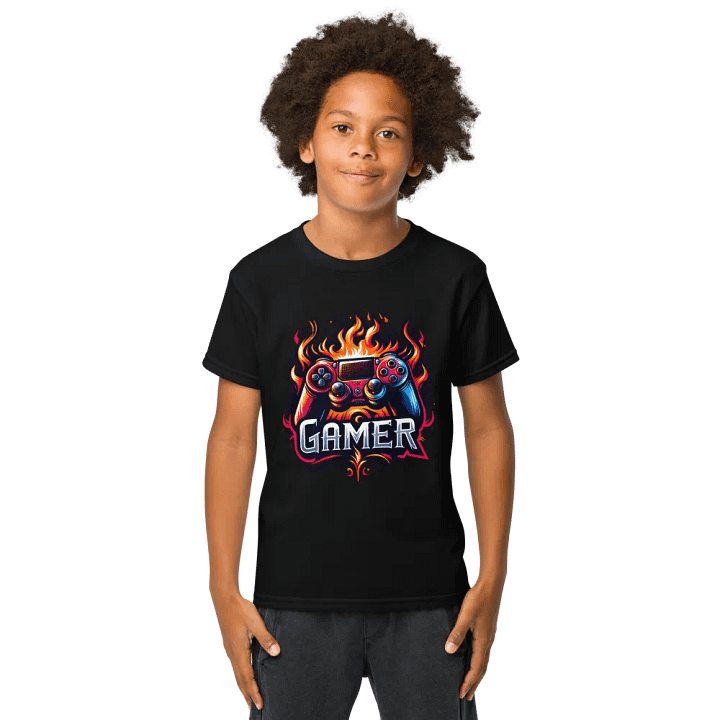 Gamer Flaming Graphic Youth Tee product image (1)