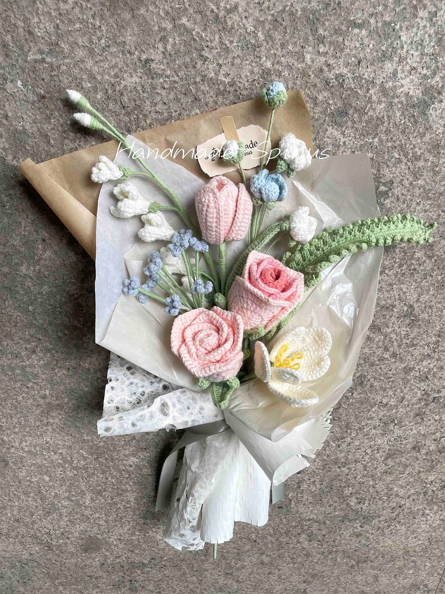 Azure Pink Dreams Crochet Knit Bouquet product image (9)