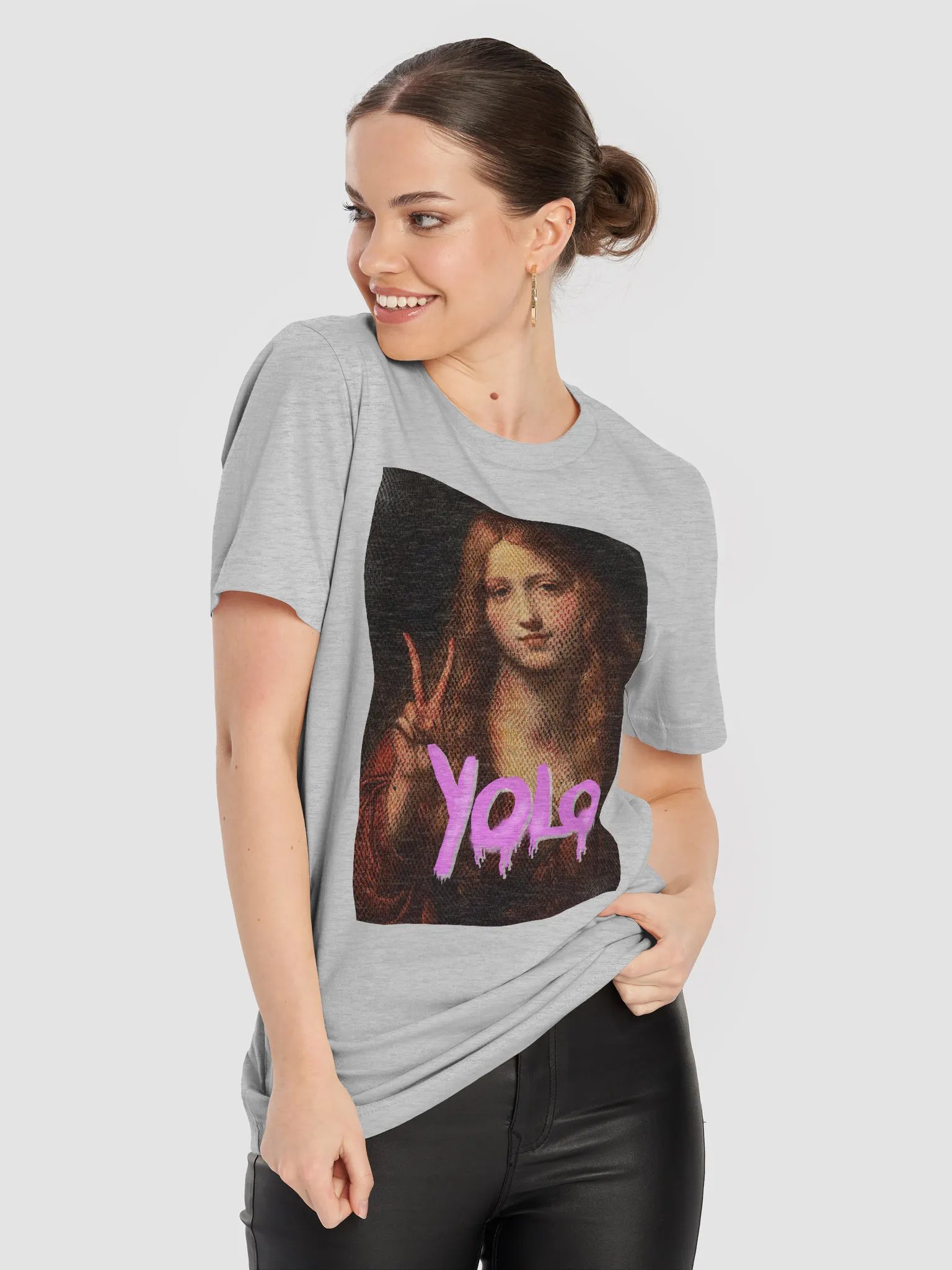 "YOLO" Peace Sign Renaissance Painting Meme T-Shirt product image (86)