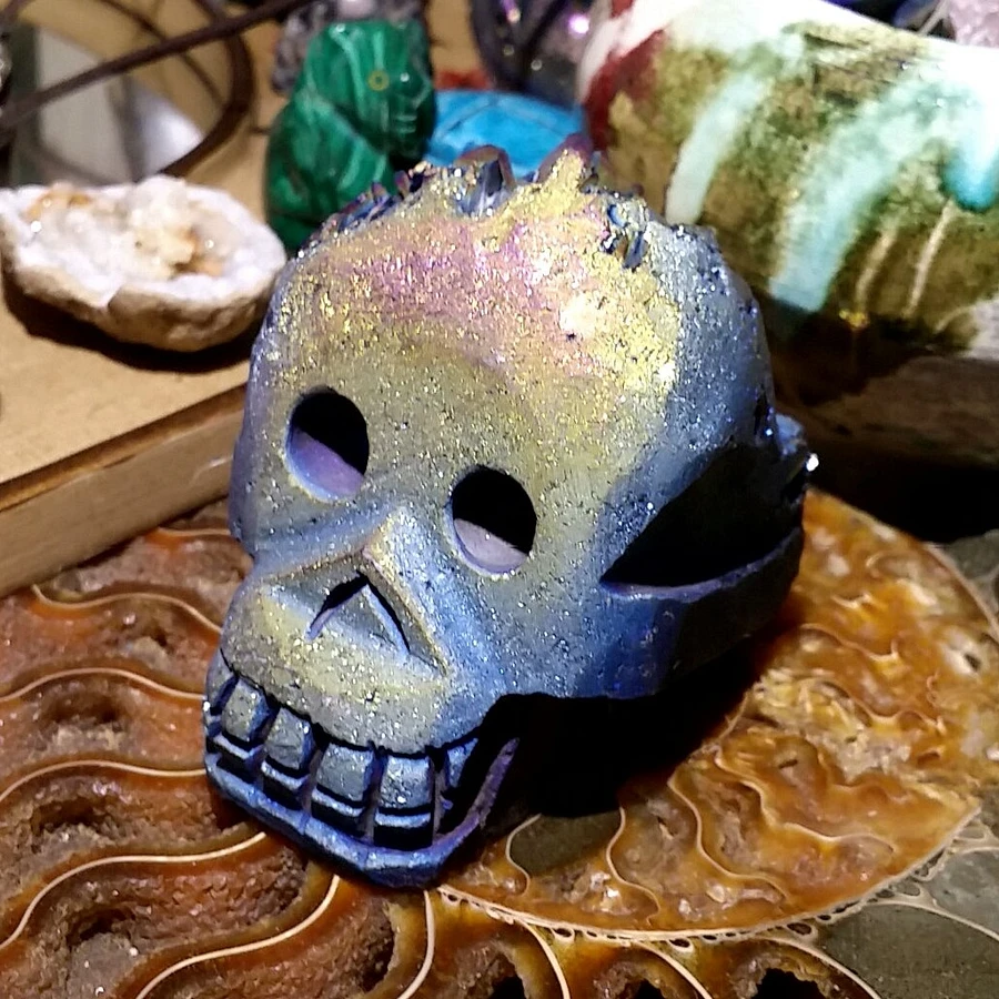 226g Titanium Coated Aura Quartz Skull product image (1)