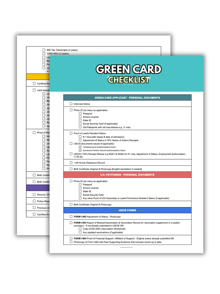 Green Card Interview Checklist product image (1)