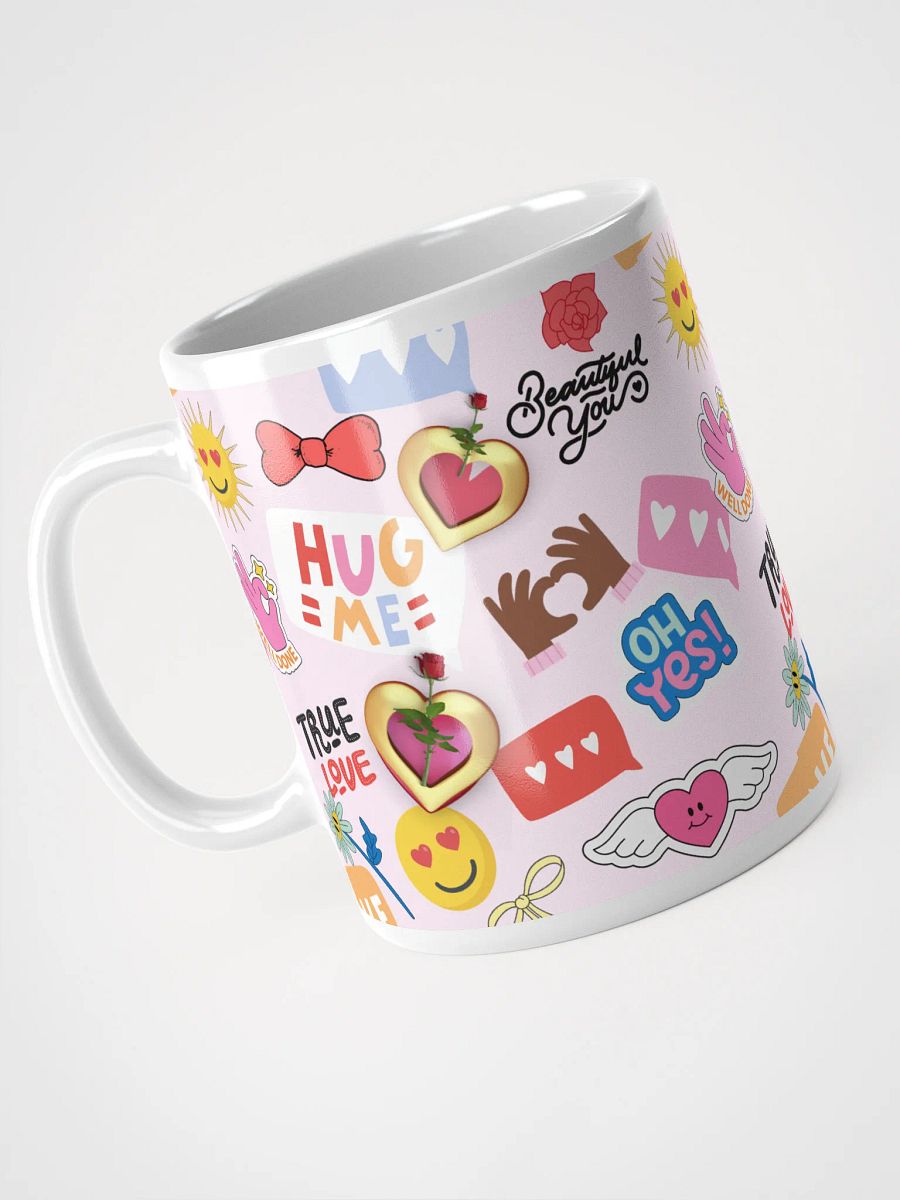 Cheerful Collage White Glossy Ceramic Coffee Mug with Handle, Reusable Coffee Drinkware product image (9)
