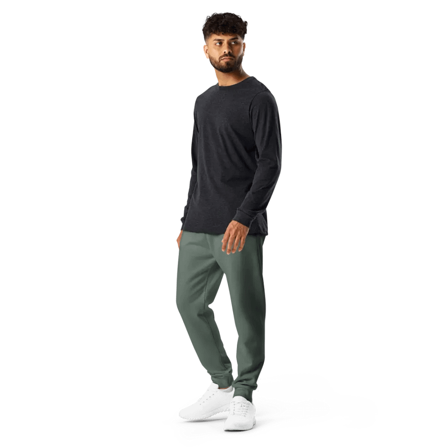 Plain Dark Sage Green Soft Summer Recycled Polyester Premium Men's Joggers by Treasure Pie product image (12)