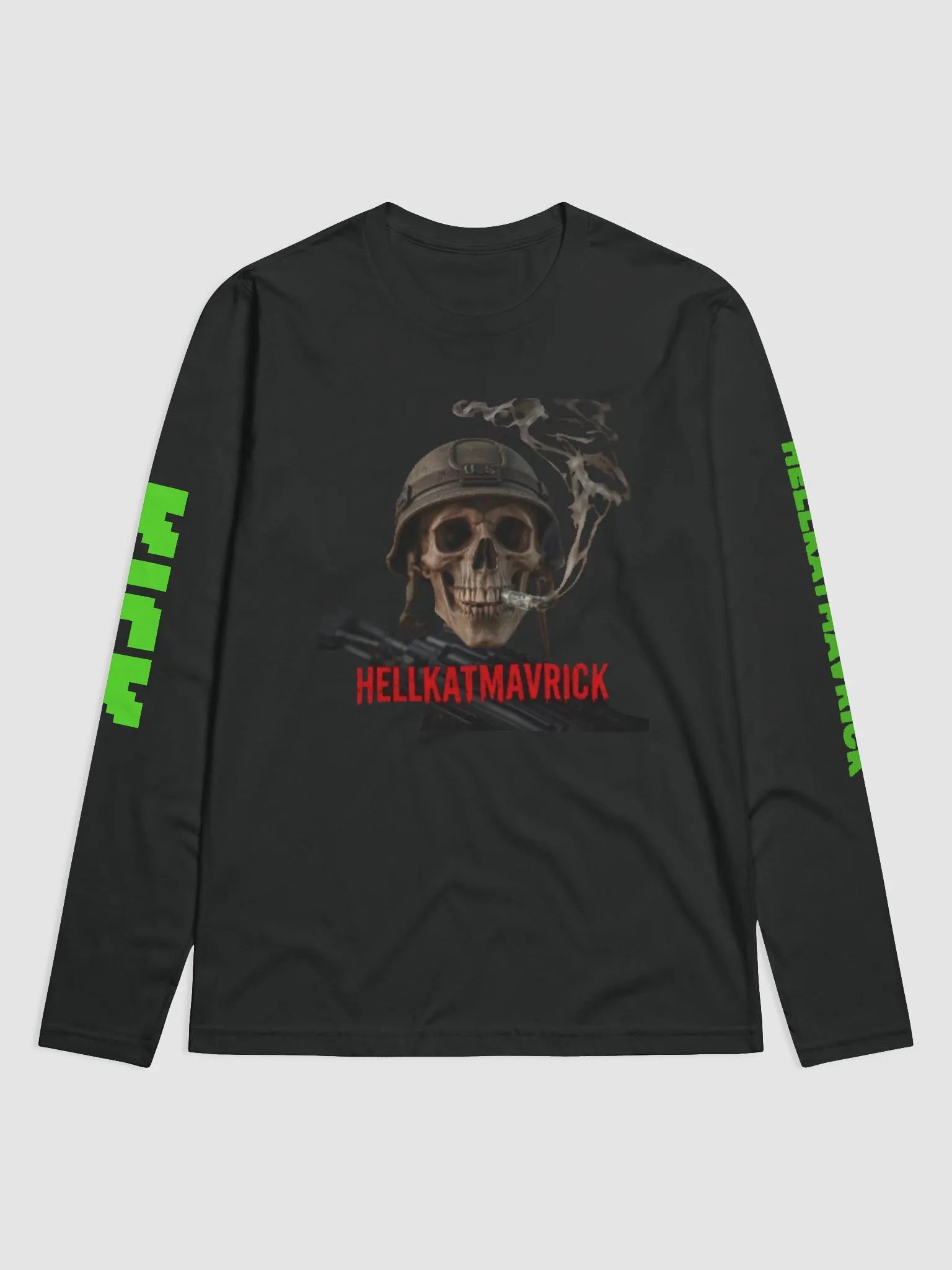 Hellkatmavrick Skull Helmet Long Sleeve Shirt product image (1)