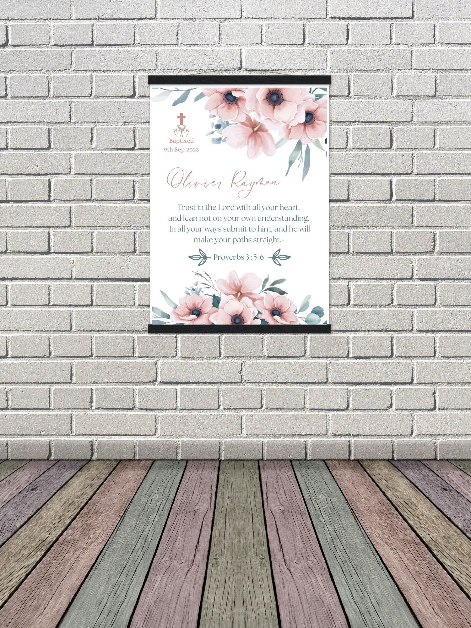 Water Colour Big Pink Flowers Baptism Canva Template product image (7)