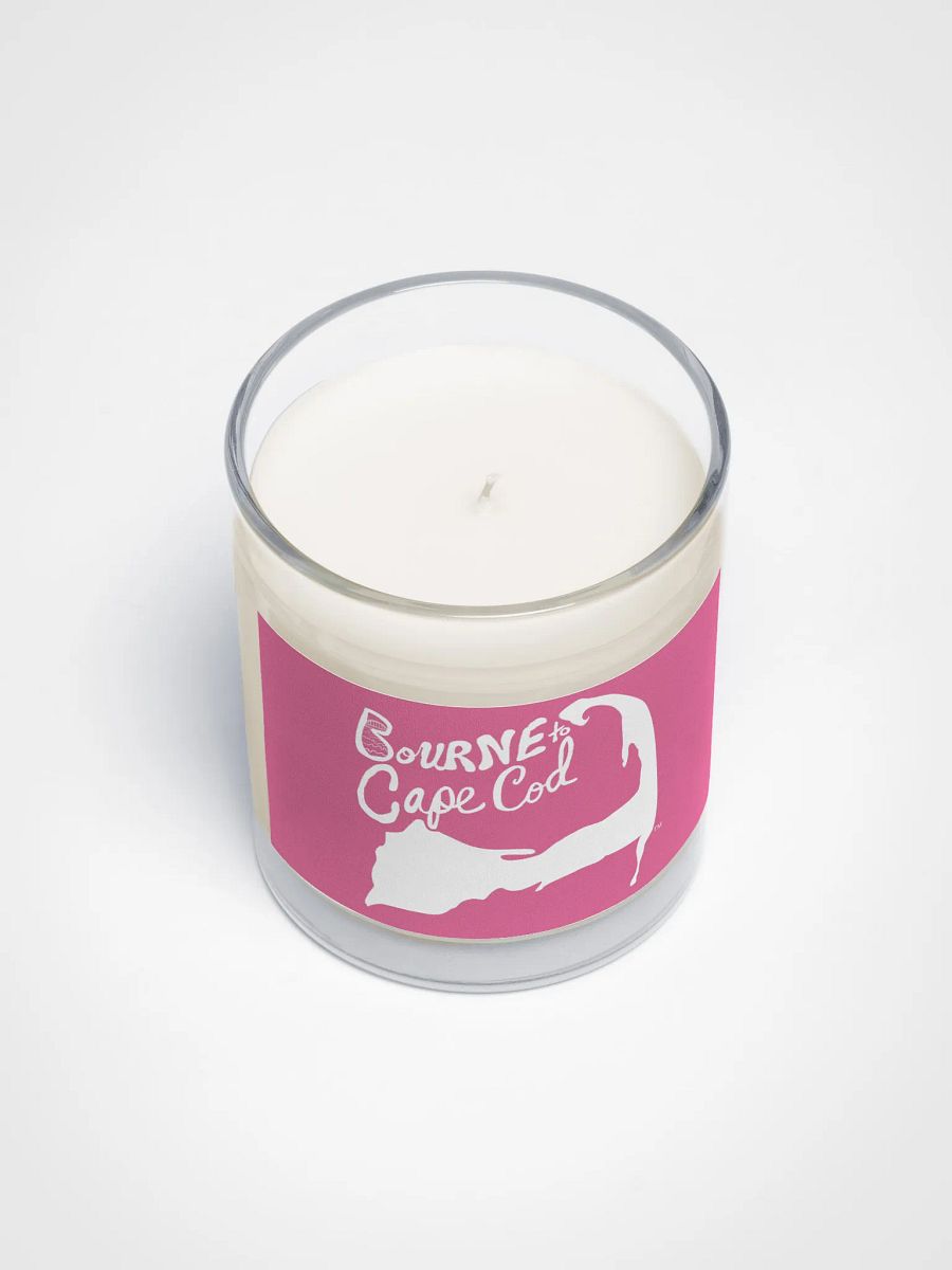 BOURNE to Cape Cod™ | Beach Vibes Candle | Unscented Soy Wax in Glass Jar | White Logo on Brilliant Rose Pink product image (3)