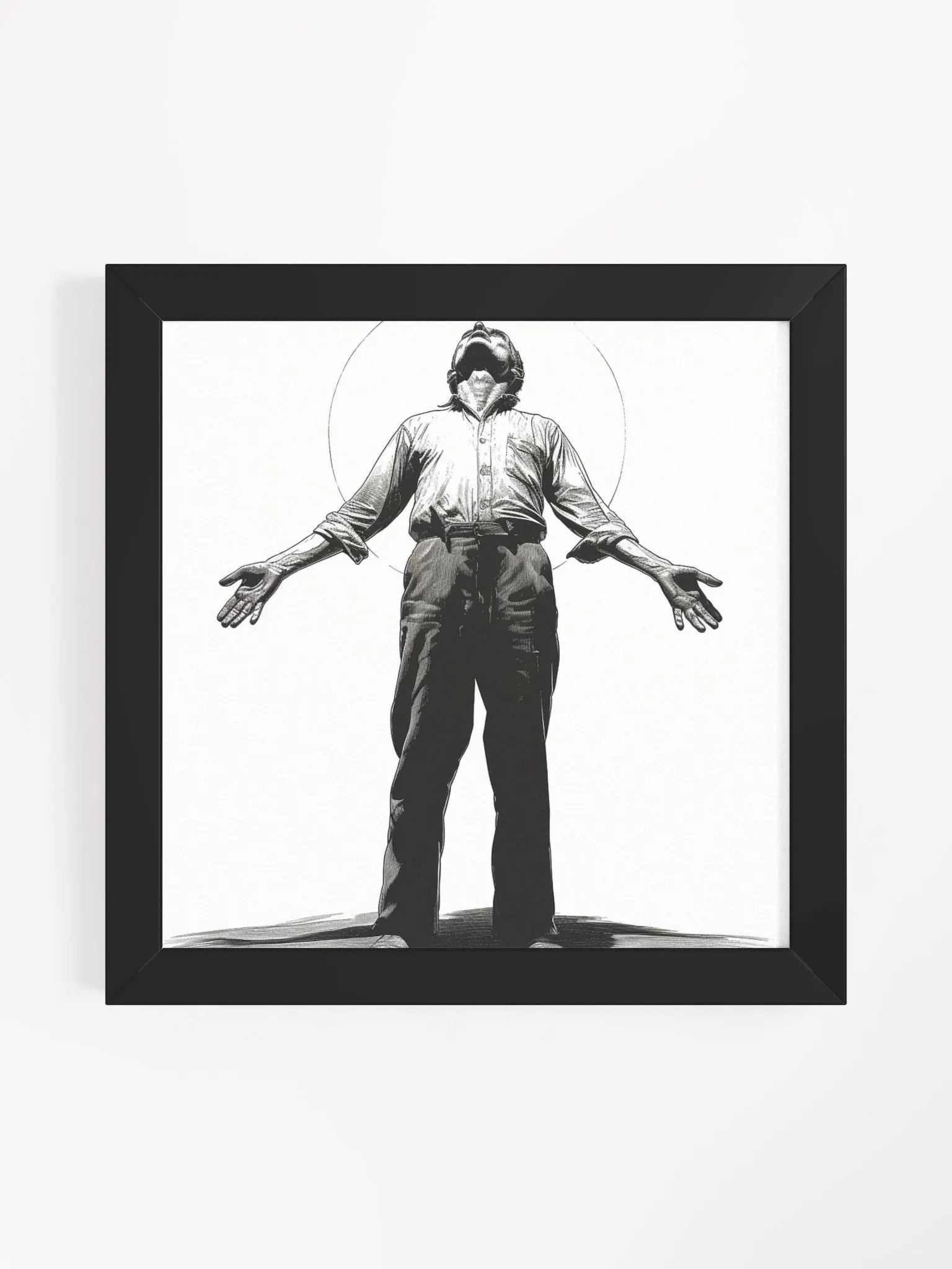 Black and White Drawing of Man Wall Art product image (2)