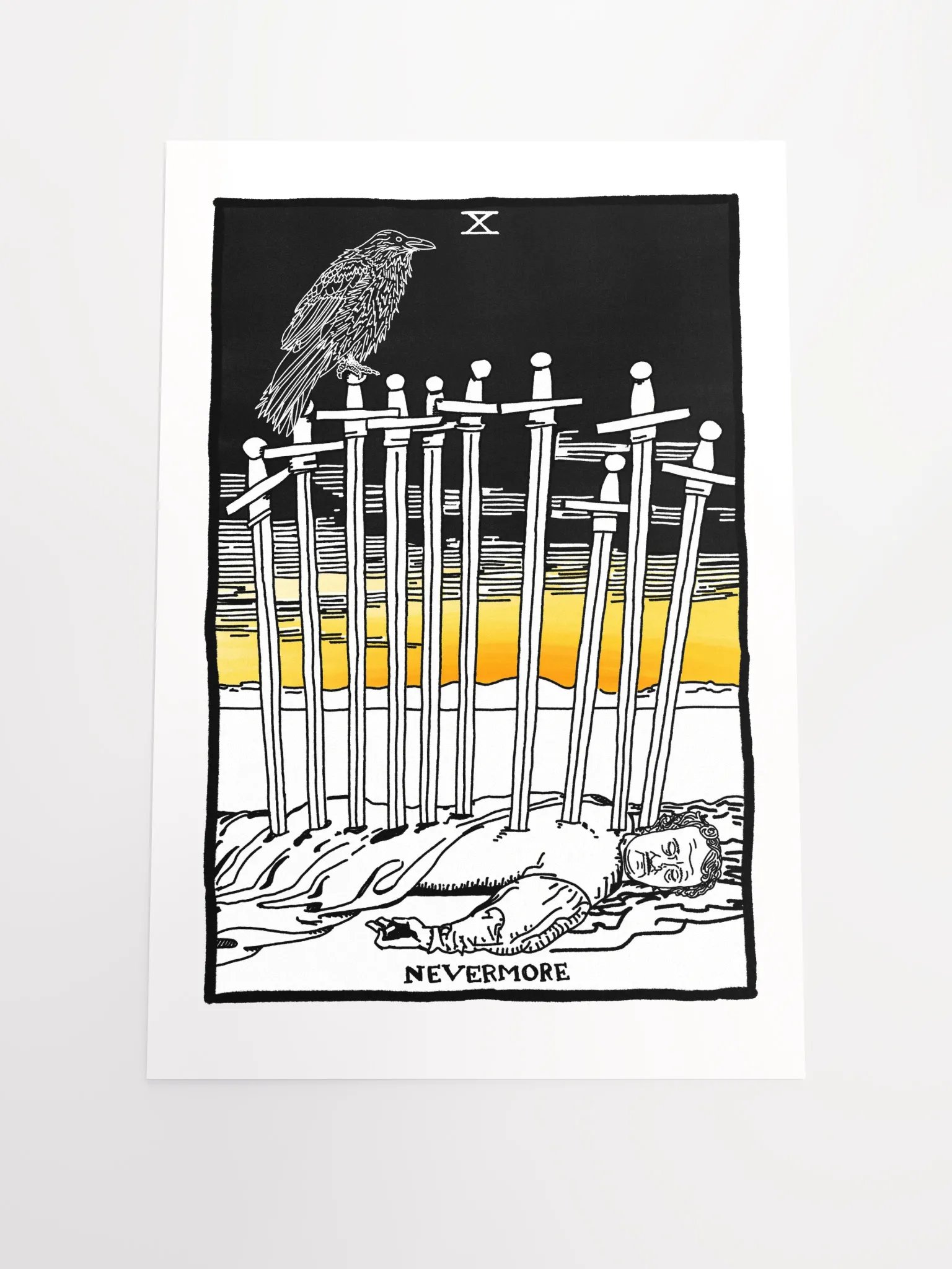 Edgar Allan Poe Ten of Swords Tarot Card Print product image (1)