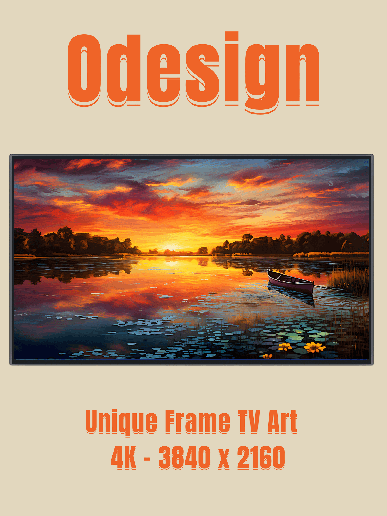 A beautifull lake by sunset, frame tv art product image (1)