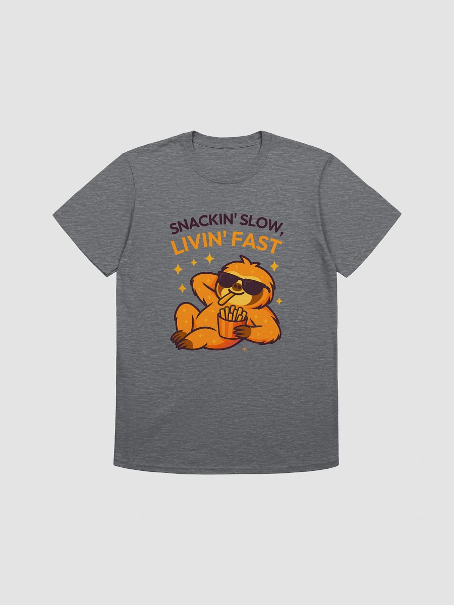 Snackin’ Slow, Livin’ Fast – Funny Sloth Fries T-Shirt | Sloths Having Snacks Collection product image (1)