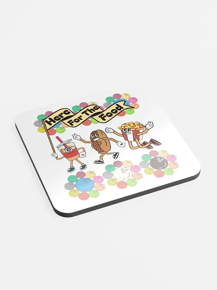 Here For The Food Bowling Foodie Friends Glossed Cork Coaster product image (2)