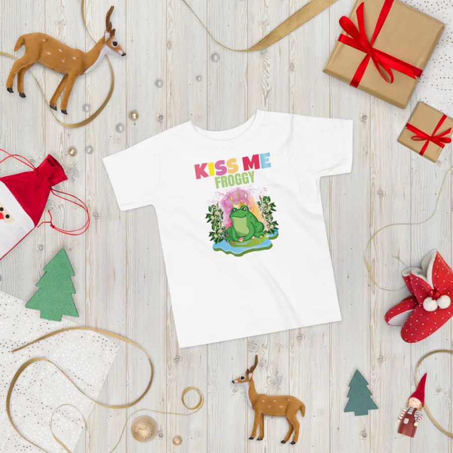 Kiss Me Froggy Colorful Funny Kids T-Shirt – Trendy Bella + Canvas Toddler Funny Shirt product image (7)