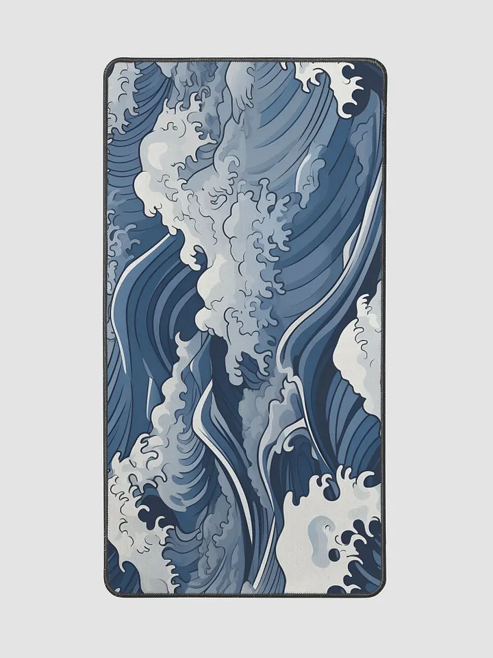 Japanese Waves White and Blue Desk Mat product image (2)