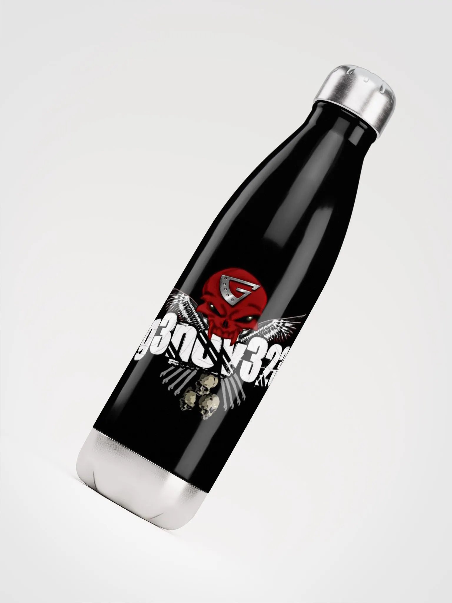 Riveted Skull Winged Stainless Steel Water Bottle product image (4)