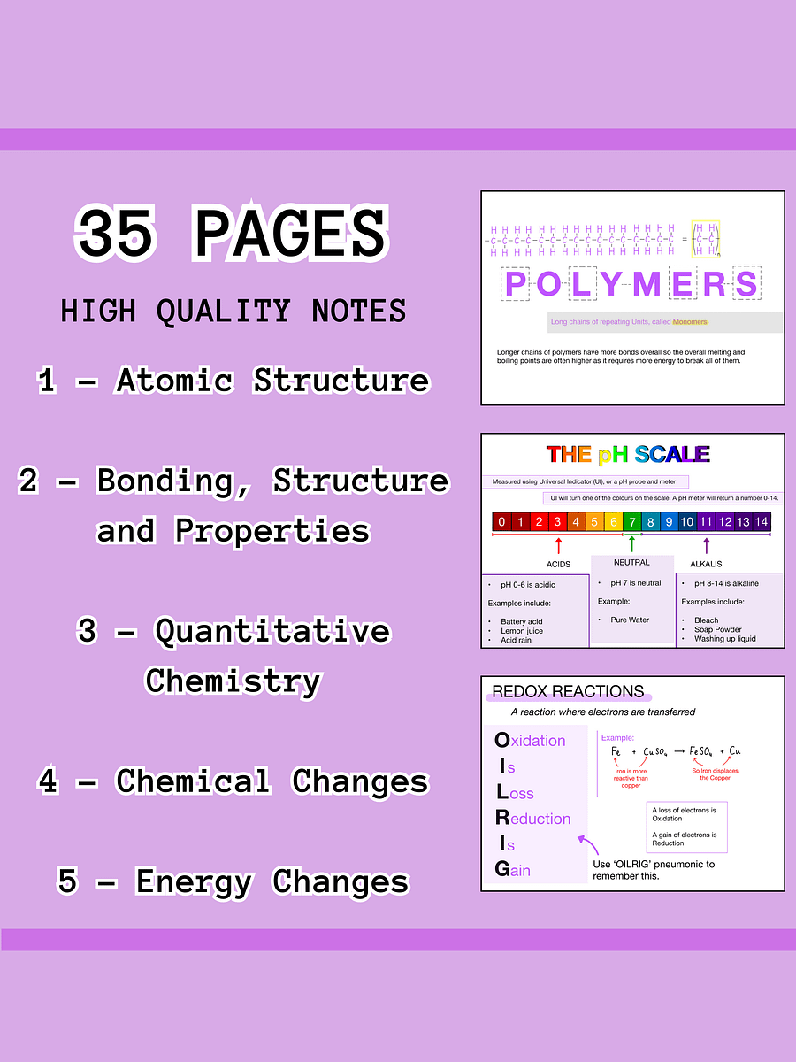 AQA GCSE Chemistry Paper 1 Revision Notes (35 Pages) | Revision Made Easy product image (2)