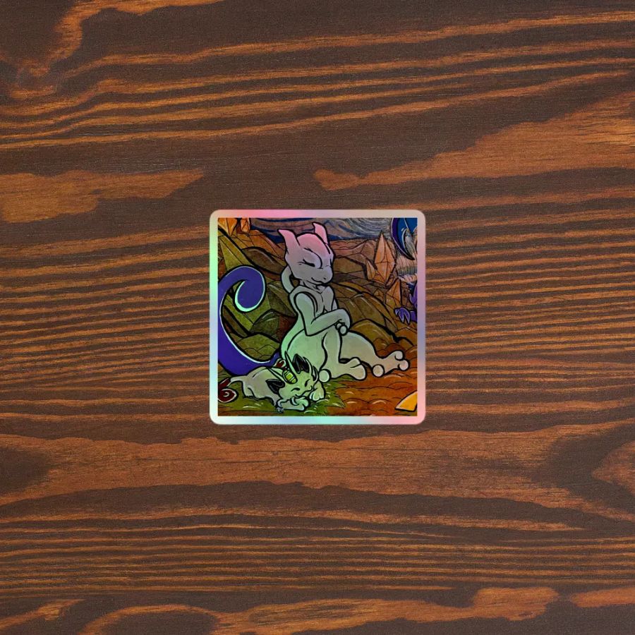 Mewtwo & Meowth Holofoil Sticker product image (3)